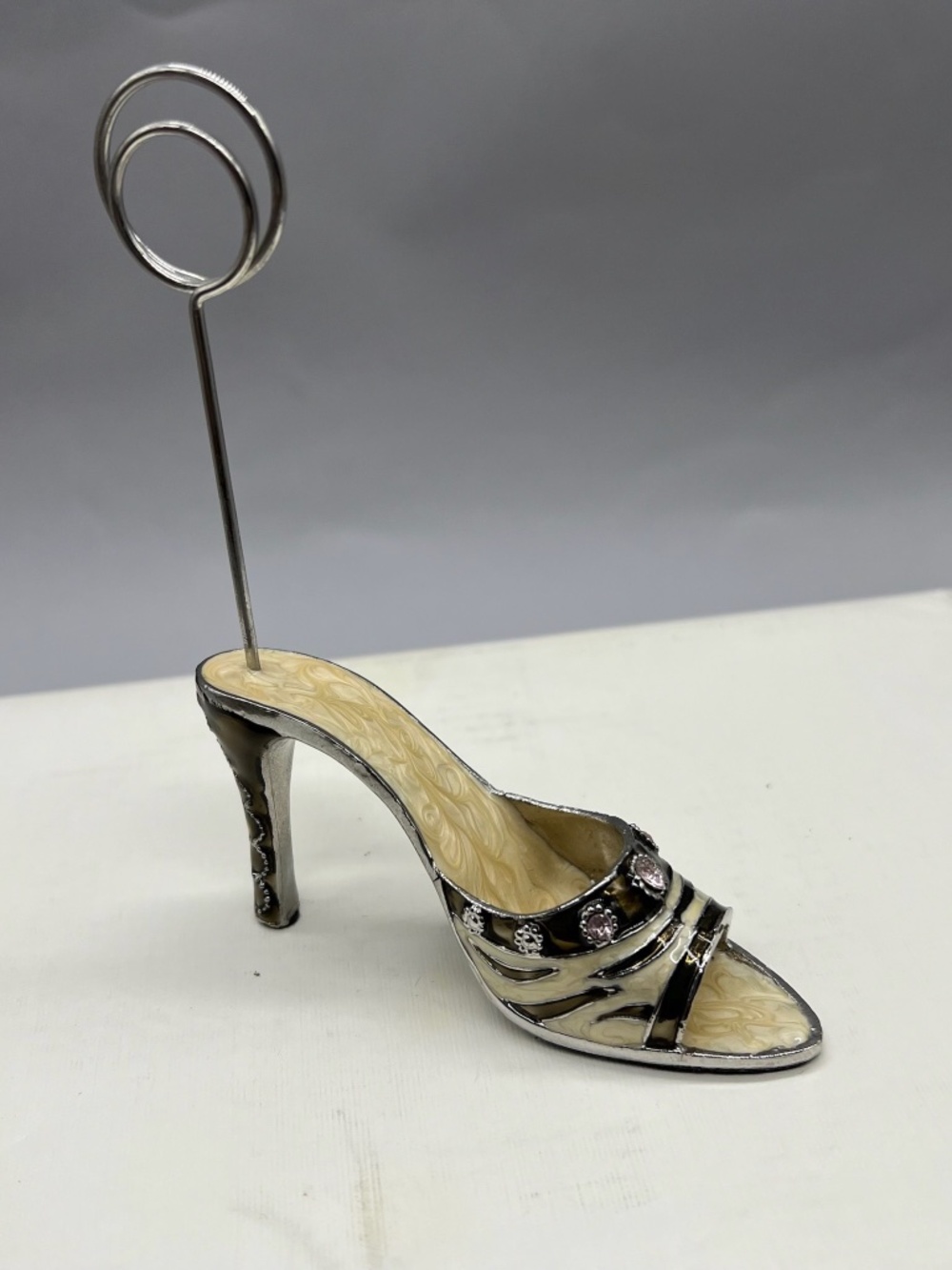 Vintage Bejeweled Stiletto  Business Card Photo Seating Holder